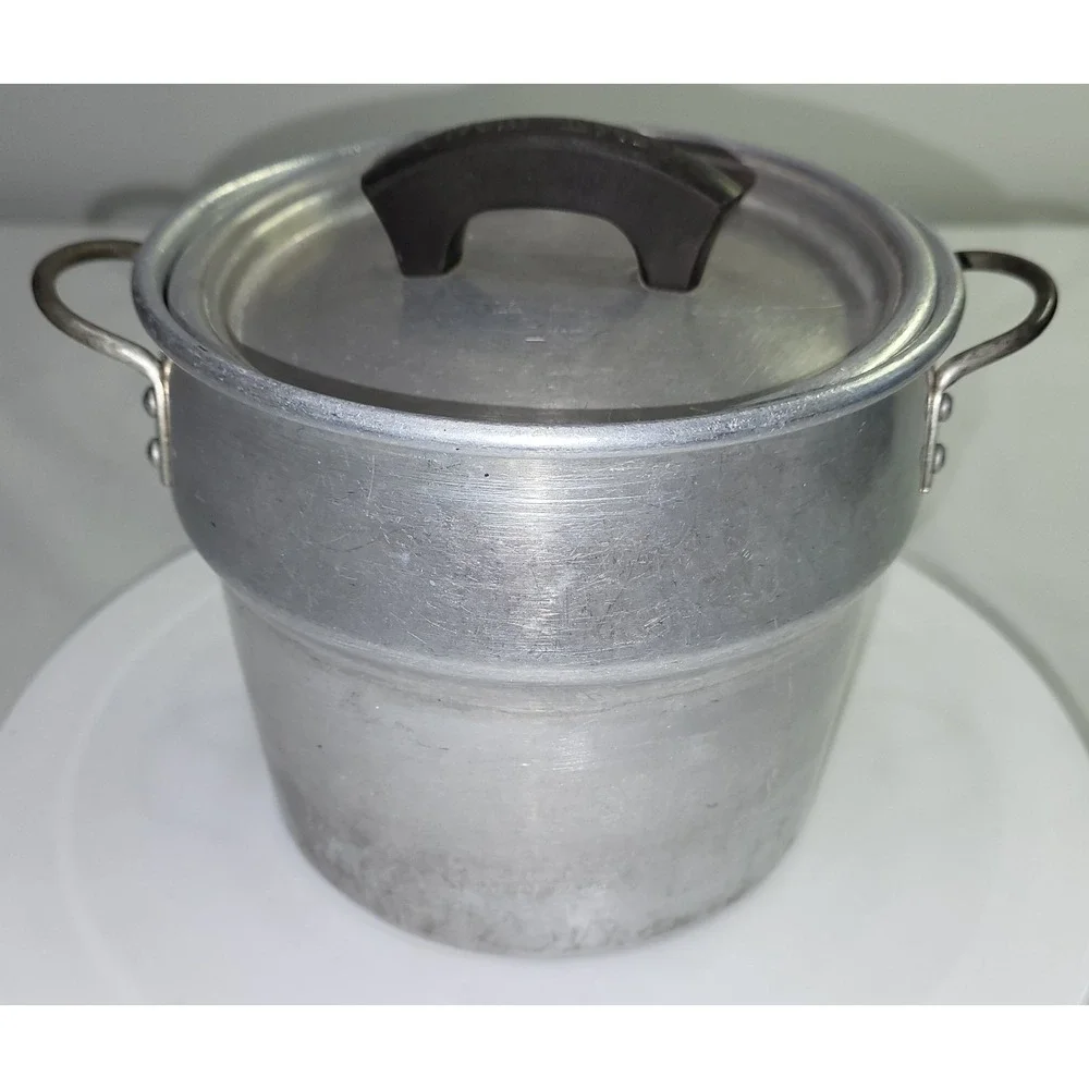 Wear-Ever Steamer Pot Aluminum Vintage 2-Piece Cookware with Lid Silver